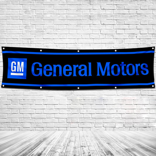 Fyon Car Motor Garage Shop Decor Banner Works for General Motors Flag 2x8 Feet