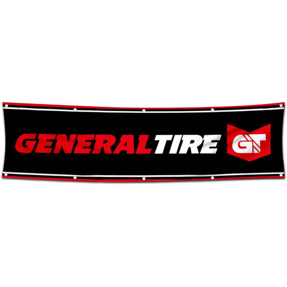 Fyon Car Motor Garage Shop Decor Banner Works for General Tire Flag 2x8 Feet