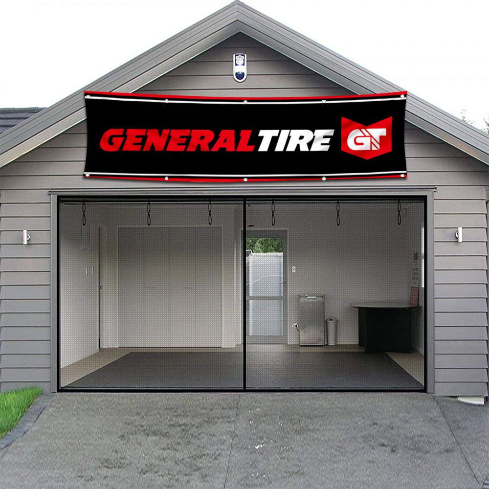 Fyon Car Motor Garage Shop Decor Banner Works for General Tire Flag 2x8 Feet