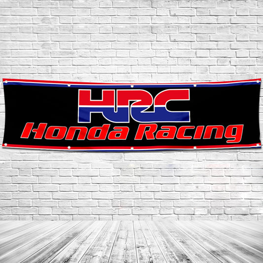 Fyon Car Motor Garage Shop Decor Banner Works for HRC Honda Racing Flag 2x8 Feet