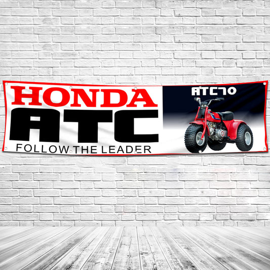 Fyon Car Motor Garage Shop Decor Banner Works for Honda ATC Flag 2x8 Feet