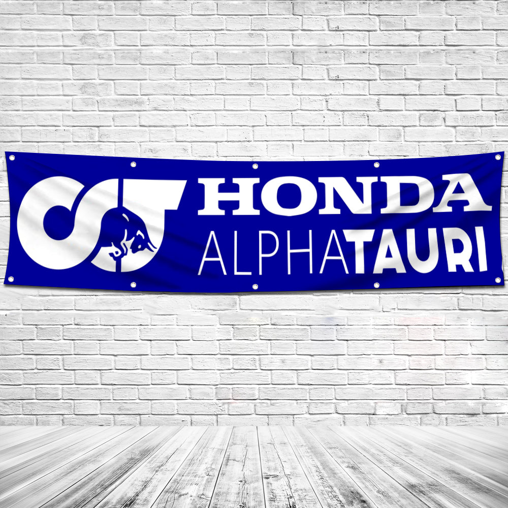 Fyon Car Motor Garage Shop Decor Banner Works for Honda AlphaTauri Flag 2x8 Feet