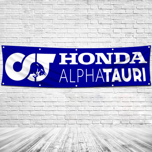 Fyon Car Motor Garage Shop Decor Banner Works for Honda AlphaTauri Flag 2x8 Feet