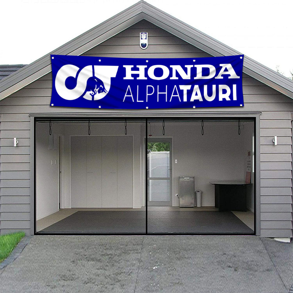 Fyon Car Motor Garage Shop Decor Banner Works for Honda AlphaTauri Flag 2x8 Feet