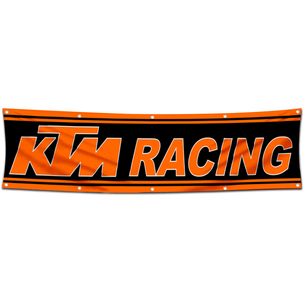 Fyon Car Motor Garage Shop Decor Banner Works for KTM Racing Flag 2x8 Feet