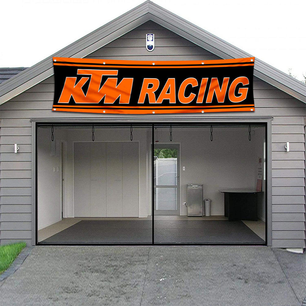 Fyon Car Motor Garage Shop Decor Banner Works for KTM Racing Flag 2x8 Feet
