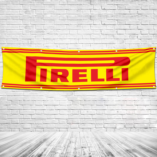 Fyon Car Motor Garage Shop Decor Banner Works for Pirelli Thompson Flag 2x8 Feet