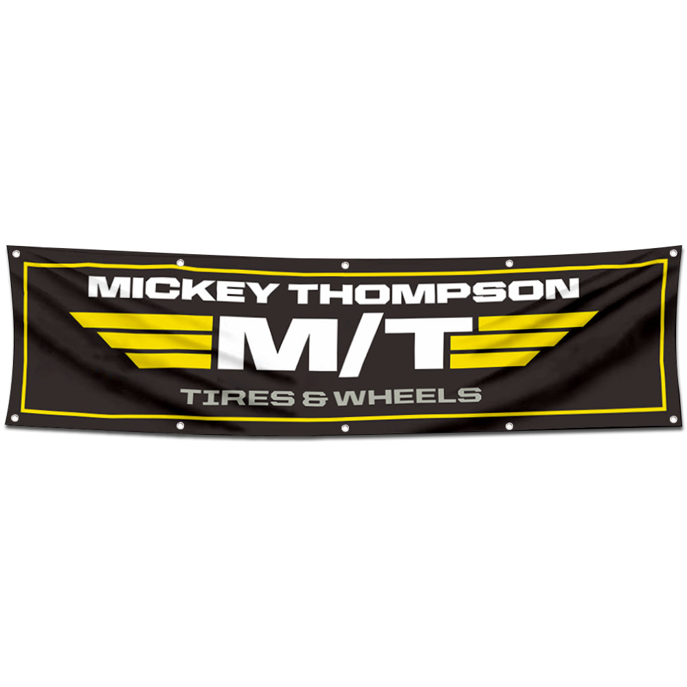 Fyon Car Motor Garage Shop Tires Wheels Banner Works for Mickey Thompson Flag 2x8 Feet