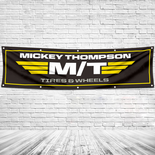 Fyon Car Motor Garage Shop Tires Wheels Banner Works for Mickey Thompson Flag 2x8 Feet