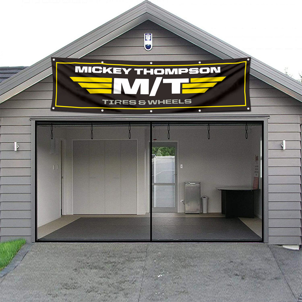 Fyon Car Motor Garage Shop Tires Wheels Banner Works for Mickey Thompson Flag 2x8 Feet