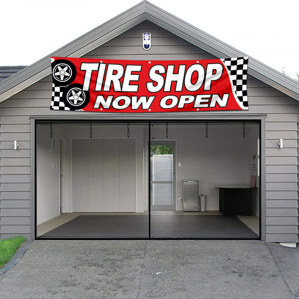 Fyon Car Motor Garage Tire shop Banner Flag Now Open 2x8 Feet