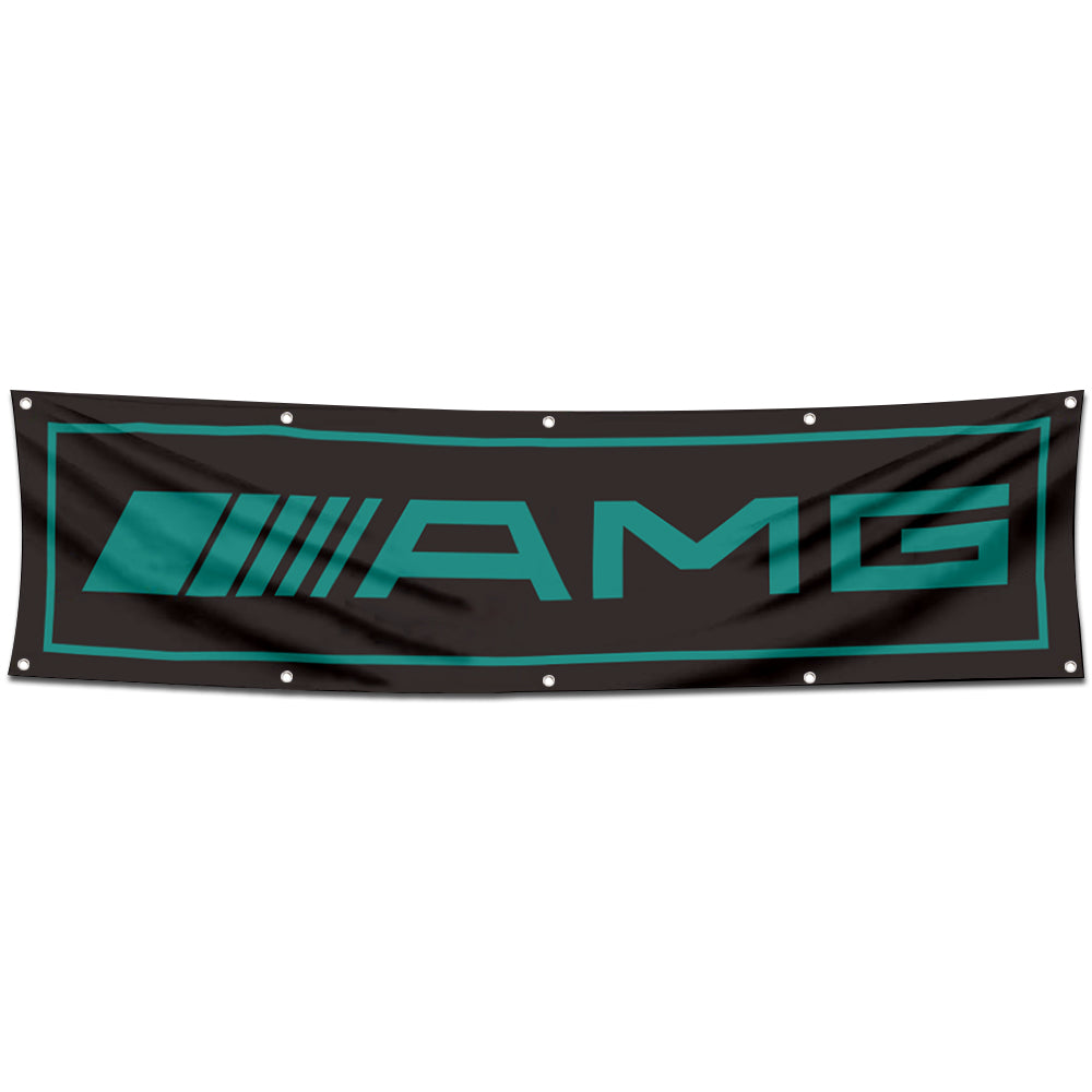 Fyon Car Motor Garage Workshop Banner Work for AMG Flag Black 2x8 Feet