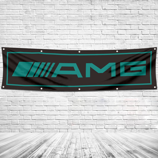 Fyon Car Motor Garage Workshop Banner Work for AMG Flag Black 2x8 Feet