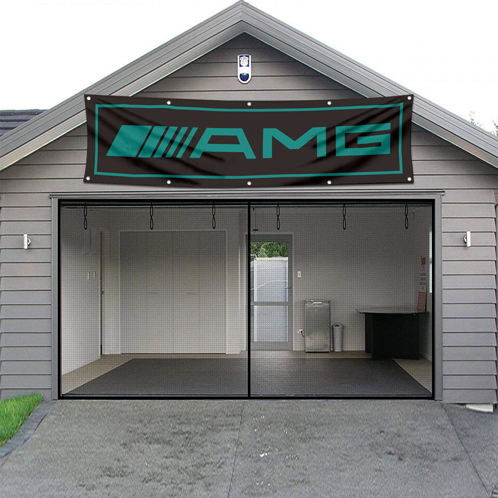 Fyon Car Motor Garage Workshop Banner Work for AMG Flag Black 2x8 Feet