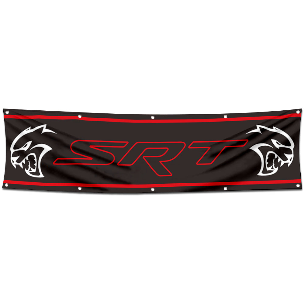 Fyon Car Motor Garage Workshop Banner Work for Dodges SRT Flag Black 2x8 Feet