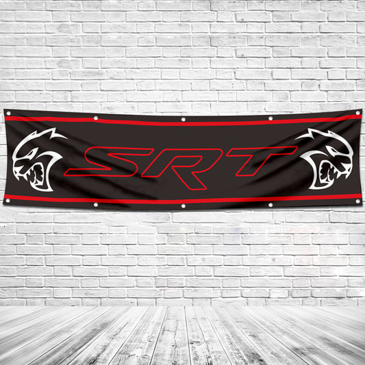 Fyon Car Motor Garage Workshop Banner Work for Dodges SRT Flag Black 2x8 Feet