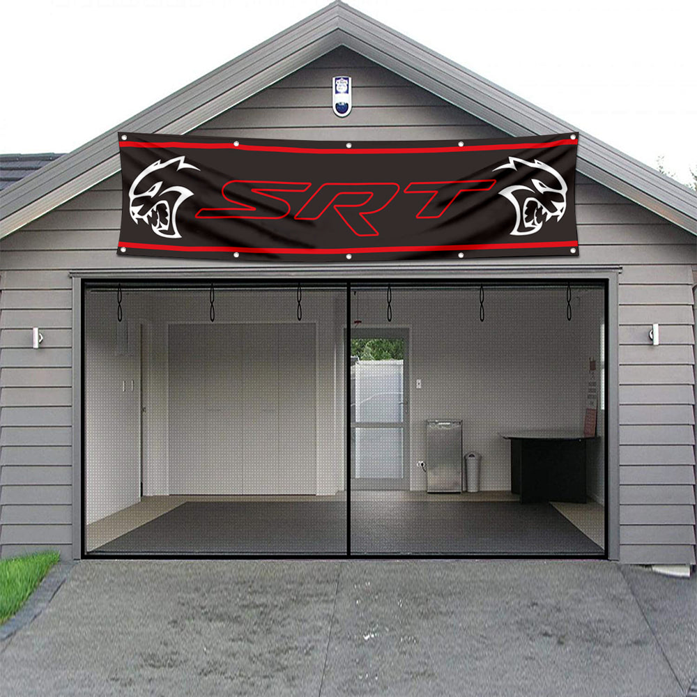 Fyon Car Motor Garage Workshop Banner Work for Dodges SRT Flag Black 2x8 Feet