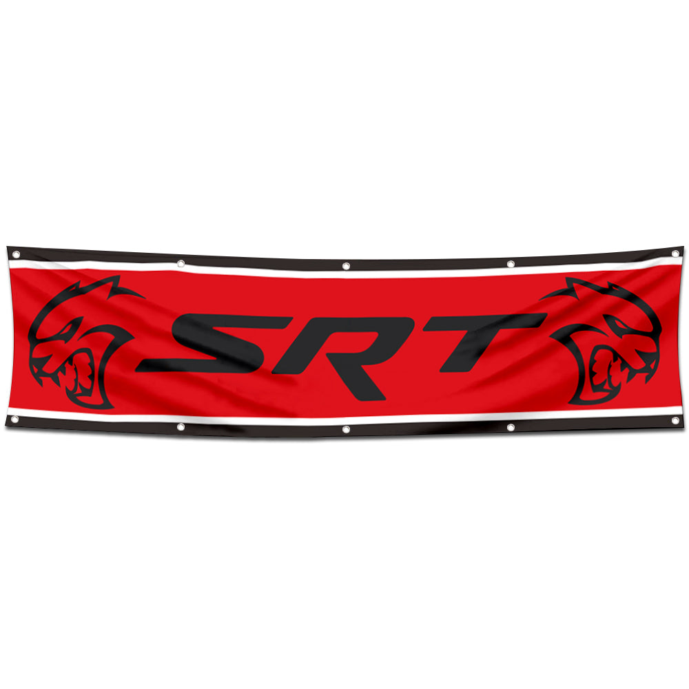 Fyon Car Motor Garage Workshop Banner Work for Dodges SRT Flag Red 2x8 Feet
