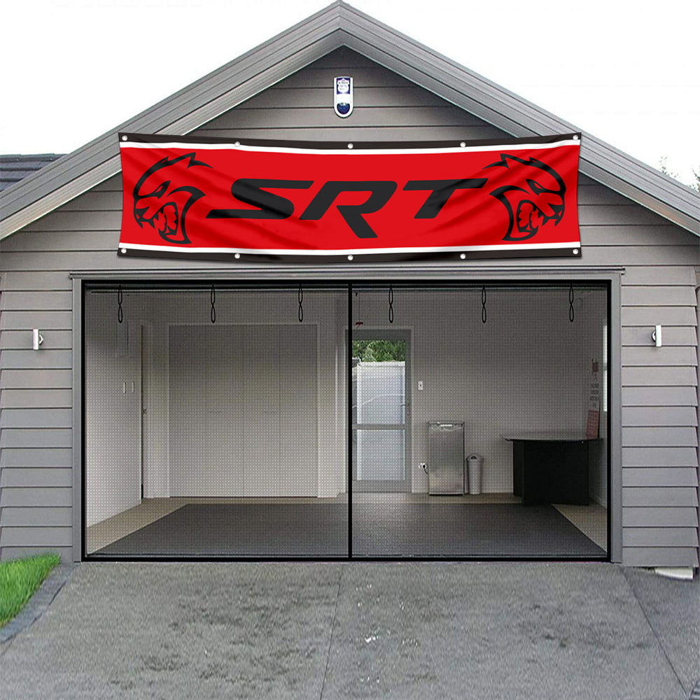 Fyon Car Motor Garage Workshop Banner Work for Dodges SRT Flag Red 2x8 Feet