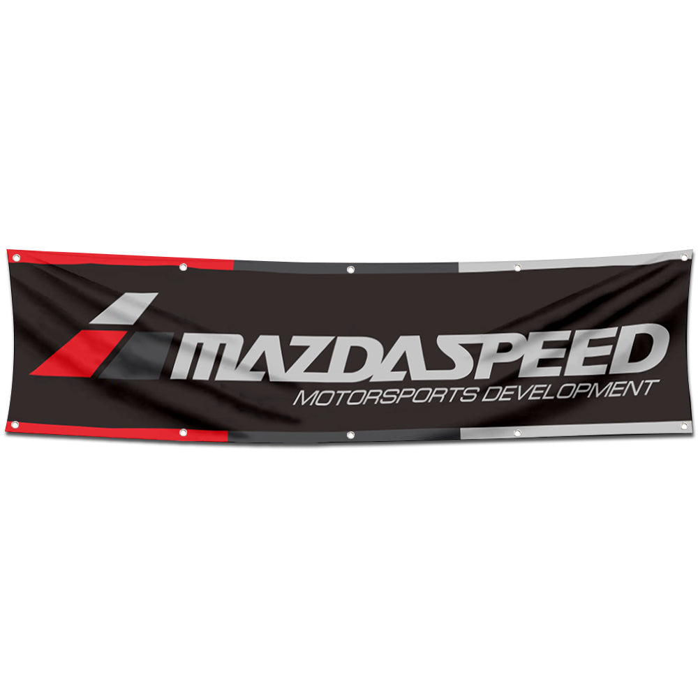 Fyon Car Motor Garage Workshop Banner Work for Mazdaspeed Flag Black 2x8 Feet