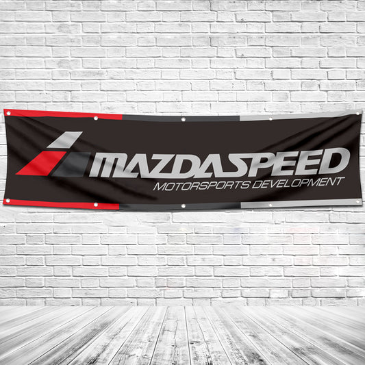 Fyon Car Motor Garage Workshop Banner Work for Mazdaspeed Flag Black 2x8 Feet