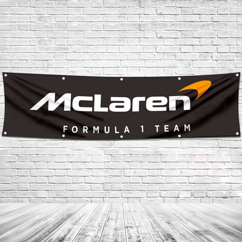 Fyon Car Motor Garage Workshop Banner Work for McLaren Flag Black 2x8 Feet