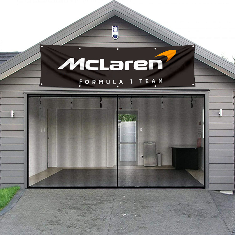 Fyon Car Motor Garage Workshop Banner Work for McLaren Flag Black 2x8 Feet