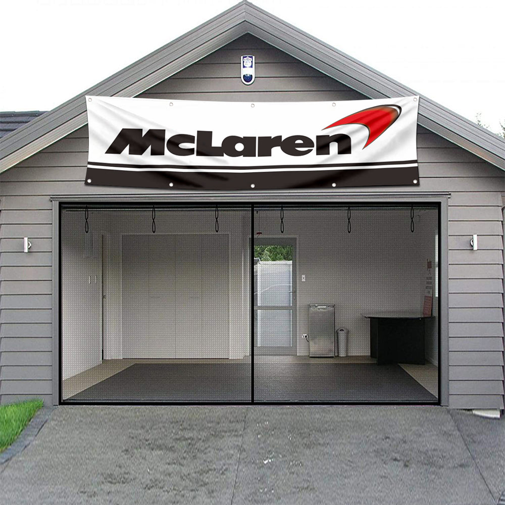 Fyon Car Motor Garage Workshop Banner Work for McLaren Flag White 2x8 Feet