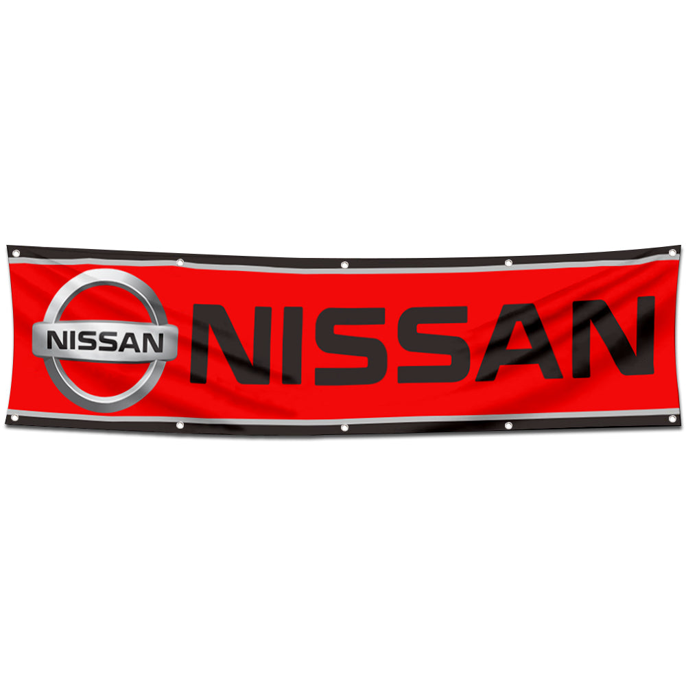 Fyon Car Motor Garage Workshop Banner Work for NISSAN Flag Red 2x8 Feet