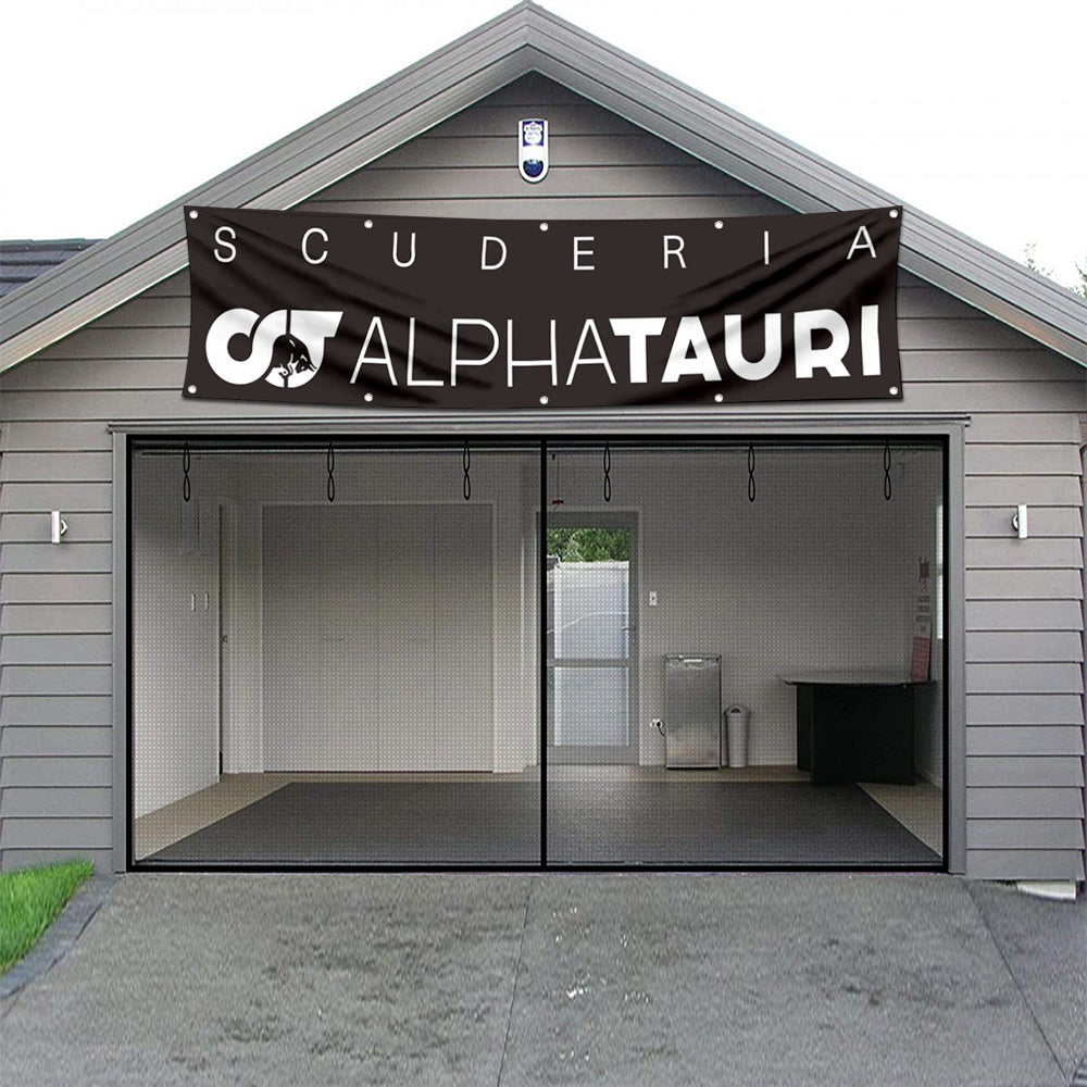 Fyon Car Motor Garage Workshop Banner Work for Scuderia AlphaTauri Flag 2x8 Feet