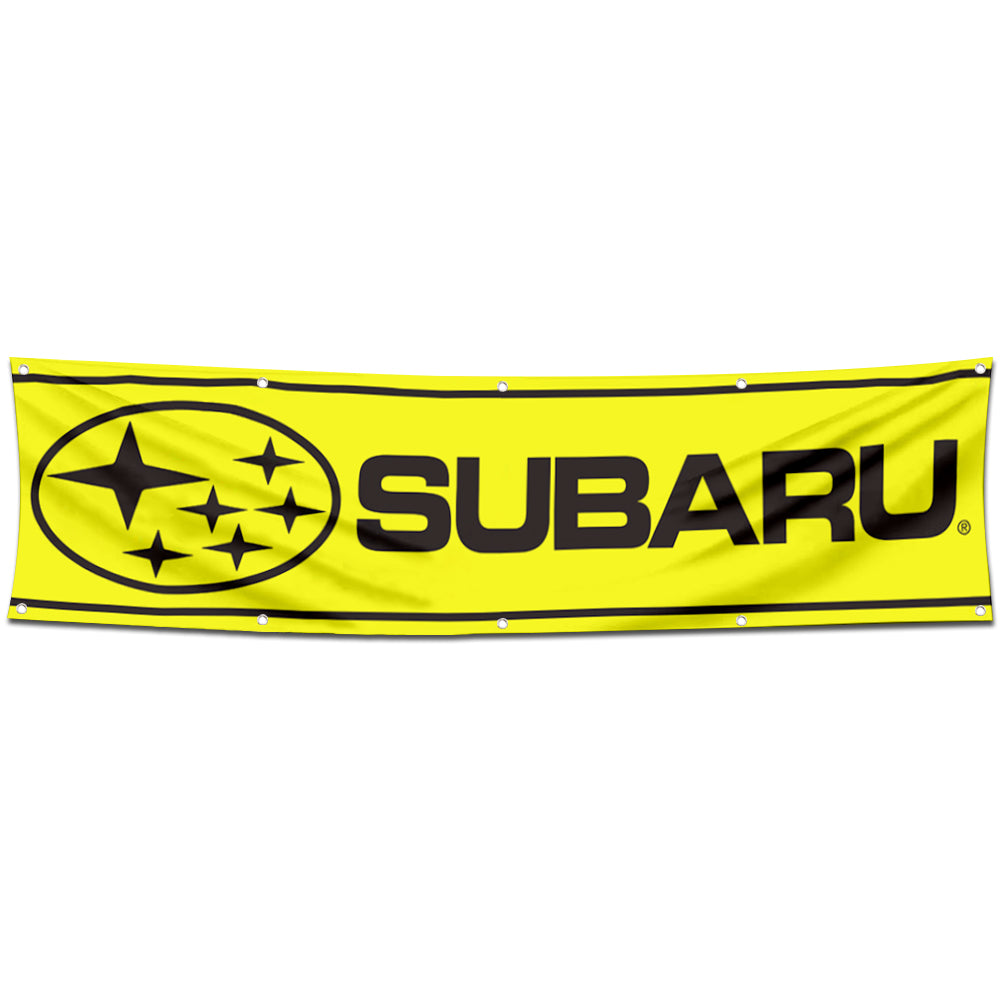 Fyon Car Motor Garage Workshop Banner Work for Subaru Tecnica Flag Yellow 2x8 Feet