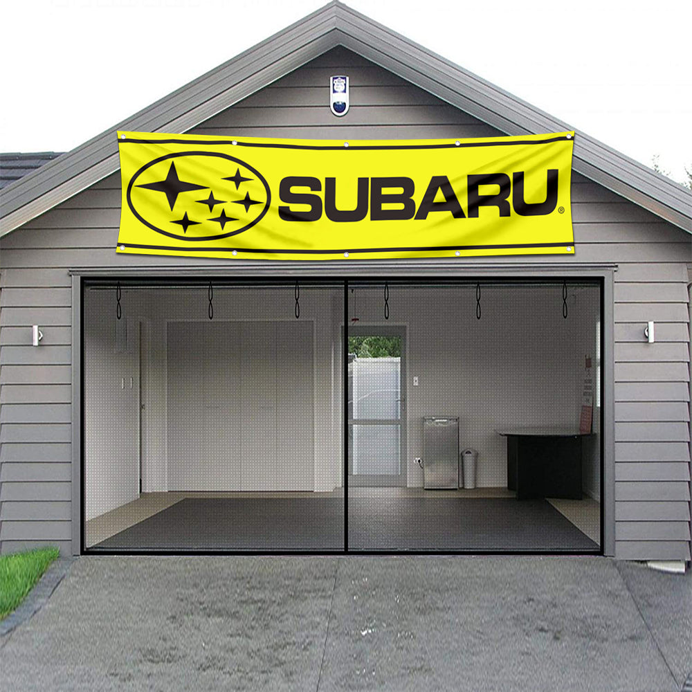 Fyon Car Motor Garage Workshop Banner Work for Subaru Tecnica Flag Yellow 2x8 Feet