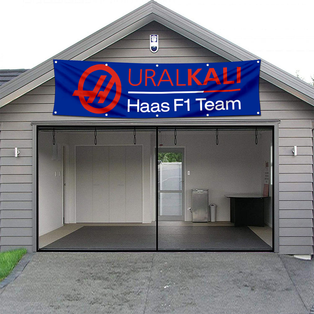 Fyon Car Motor Garage Workshop Banner Work for Uralkali Haas F1 Flag 2x8 Feet