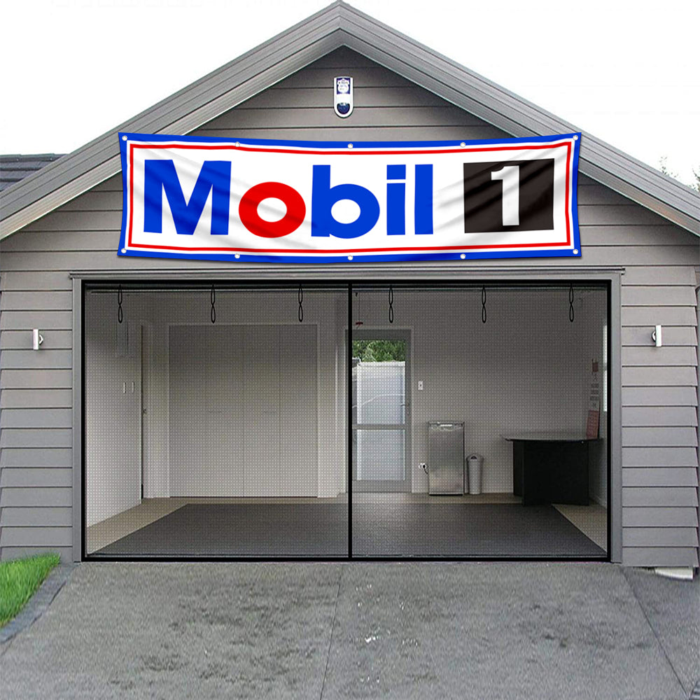 Fyon Car Motor Garage Workshop Banner Works for Mobiloil Moly Flag White 2x8 Feet