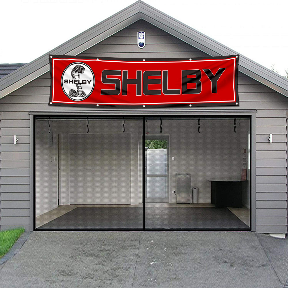 Fyon Car Motor Garage Workshop Banner Works for Shelby Cobra Flag Red 2x8 Feet