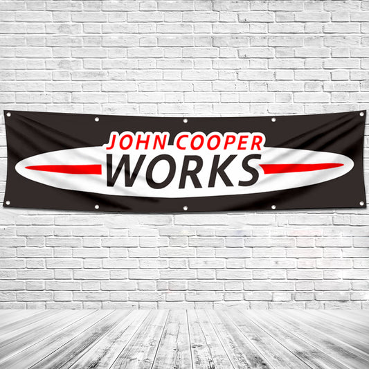 Fyon Car Motor Garage Workshop Decor Banner Works for John Cooper Flag 2x8 Feet