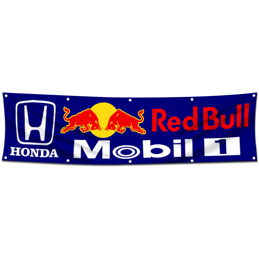 Fyon Car Motor Garage Workshop Shop Banner Work for Honda Red Bull Racing Flag 2x8 Feet