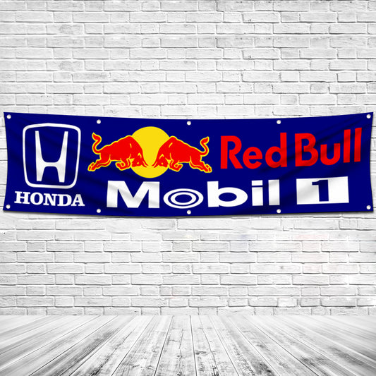 Fyon Car Motor Garage Workshop Shop Banner Work for Honda Red Bull Racing Flag 2x8 Feet