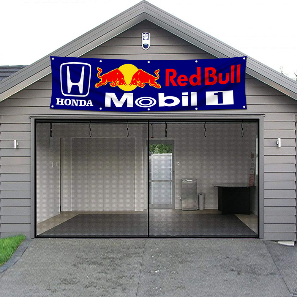 Fyon Car Motor Garage Workshop Shop Banner Work for Honda Red Bull Racing Flag 2x8 Feet