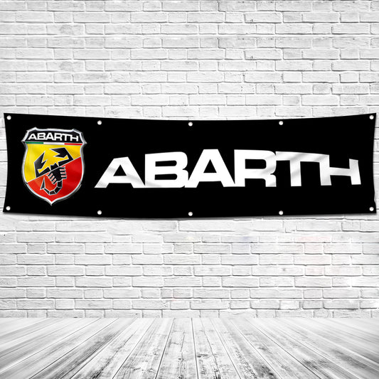 Fyon Car Motor Garage shop Decor Banner Works for Abarth Flag 2x8 Feet