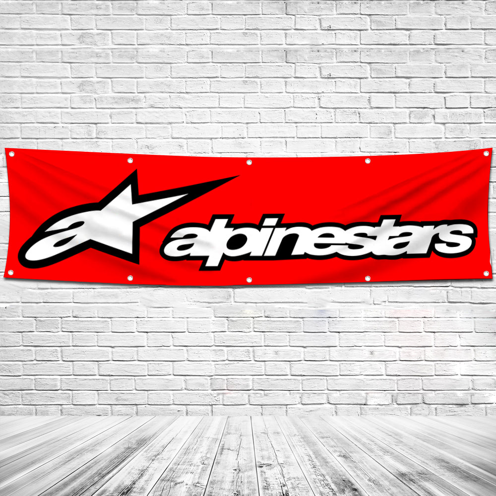 Fyon Car Motor Garage shop Decor Banner Works for Alpinestars Flag 2x8 Feet