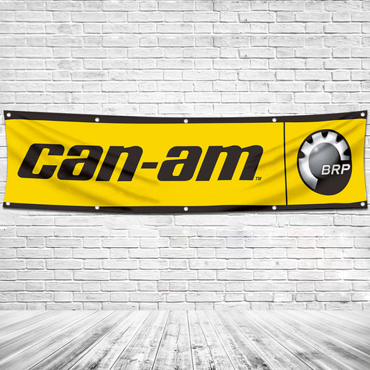 Fyon Car Motor Garage shop Decor Banner Works for Can Ams Flag Yellow 2x8 Feet