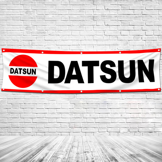 Fyon Car Motor Garage shop Decor Banner Works for Datsuns Flag White 2x8 Feet