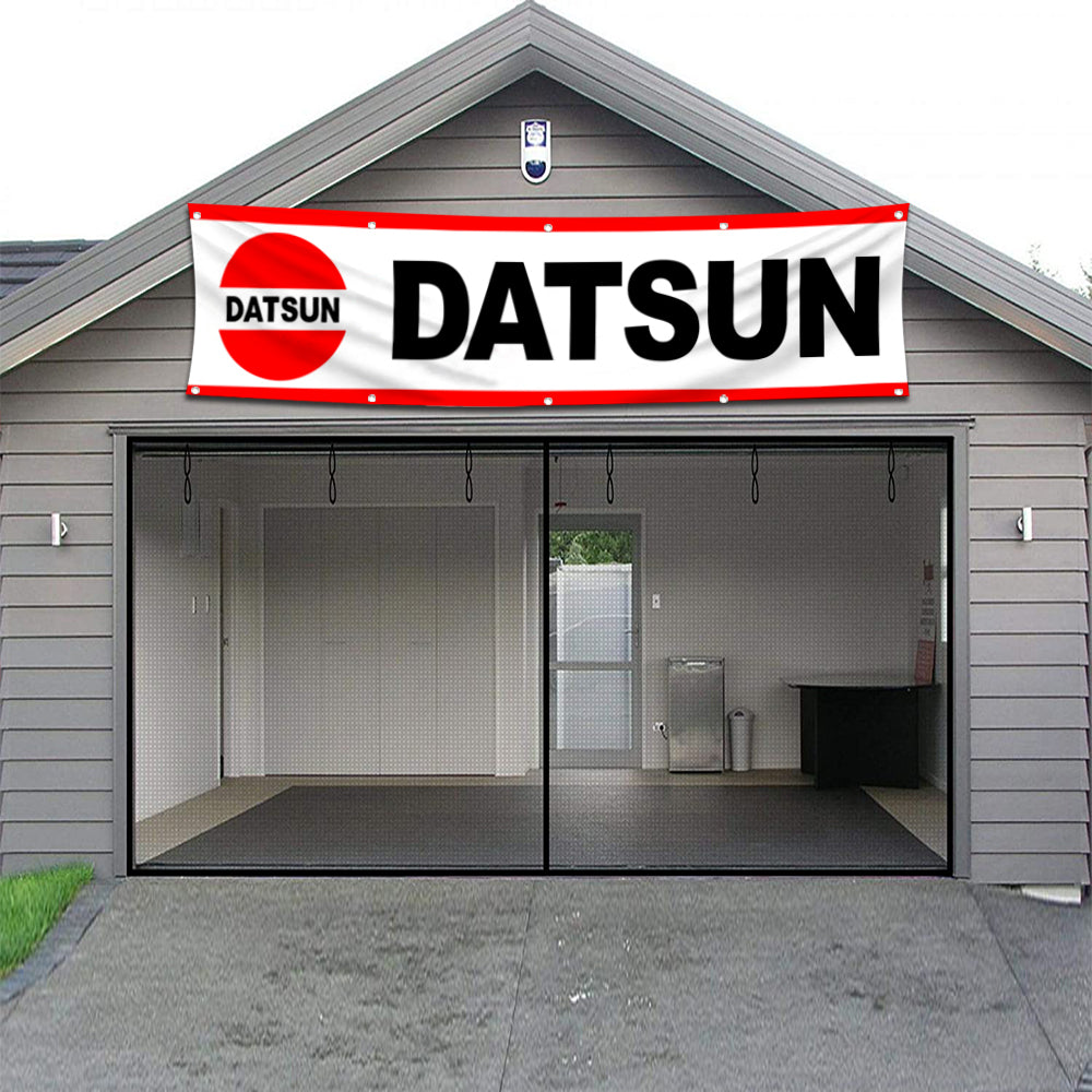 Fyon Car Motor Garage shop Decor Banner Works for Datsuns Flag White 2x8 Feet