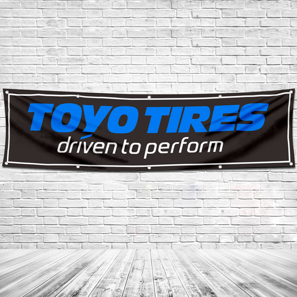 Fyon Car Motor Garage workshop Banner Works for Toyo Tires Flag 2x8 Feet