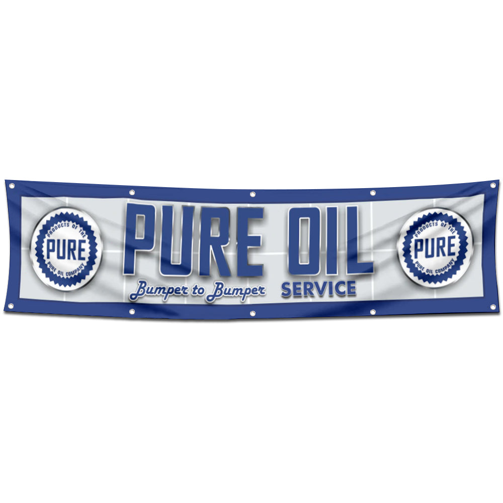 Fyon Car Motor Gas Garage Workshop Banner Works for Pure Oil Flag 2x8 Feet