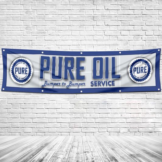 Fyon Car Motor Gas Garage Workshop Banner Works for Pure Oil Flag 2x8 Feet