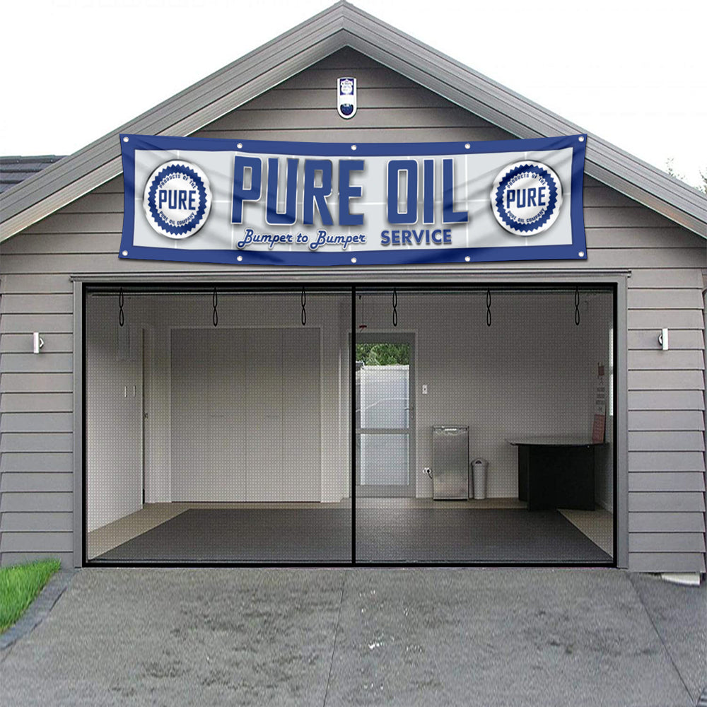 Fyon Car Motor Gas Garage Workshop Banner Works for Pure Oil Flag 2x8 Feet
