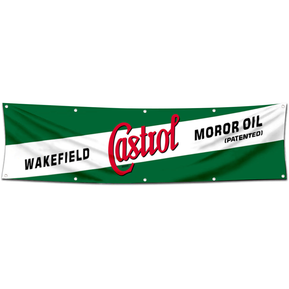Fyon Car Motor Oil Garage Decor Shop Banner Works for Wakefield Castrol Flag 2x8 Feet