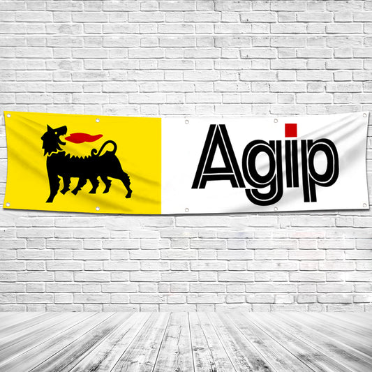Fyon Car Motor Oil Garage Shop Decor Banner Works for Agip Flag 2x8 Feet